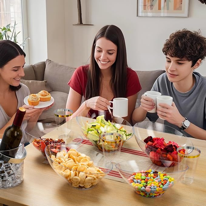 BESTVIP 54 Oz Clear Plastic Angled Serving Bowls, 12 Pack | Disposable Bowls - Image 7