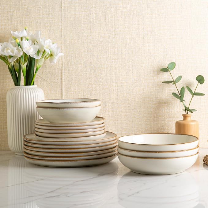 AmorArc 8.5’’ Ceramic Pasta Bowls Set of 6, 36oz Large Stoneware Bowls Set | - Image 7