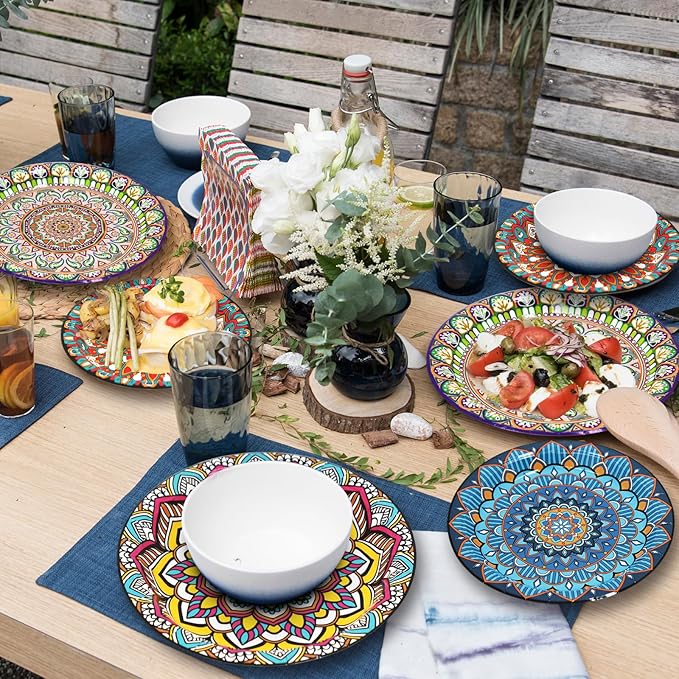 100PCS Boho Paper Plates 7Inch & 9Inch, Vintage Bohemian Disposable Dinnerware - Image 7