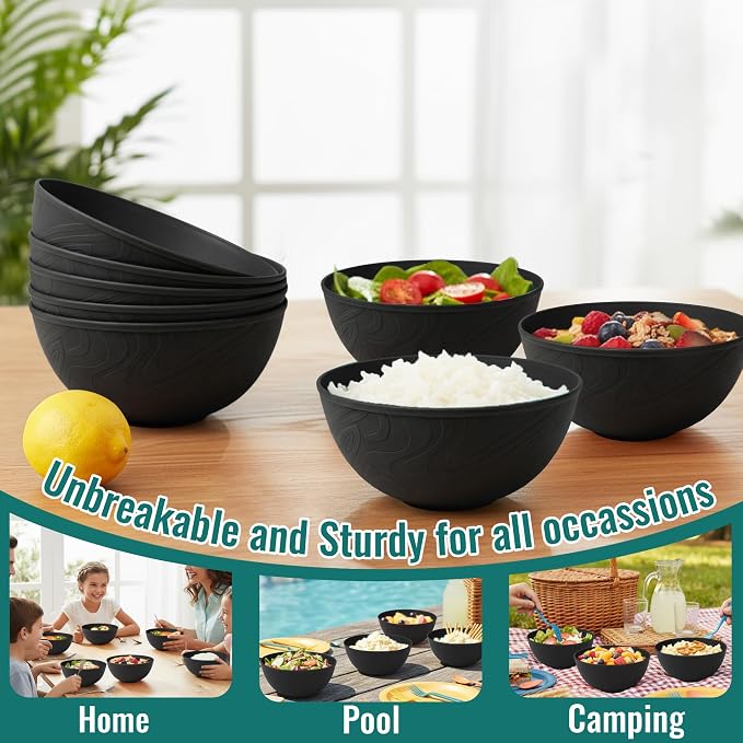 Ramen Bowls Sets of 8, Unbreakable & Thick Wheat Straw Bowls 40 OZ, - Image 7