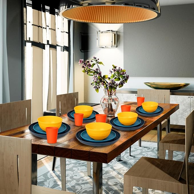 32-Piece Unbreakable Wheat Straw Dinnerware Set, Service - Image 8
