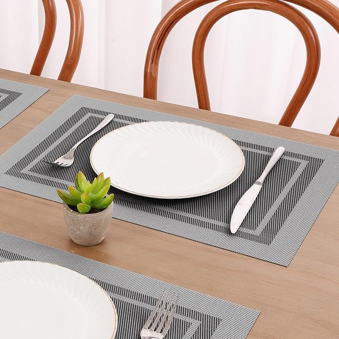 SHACOS Woven Vinyl Placemats Set of 4 Wipe Clean Place Mats - Image 9