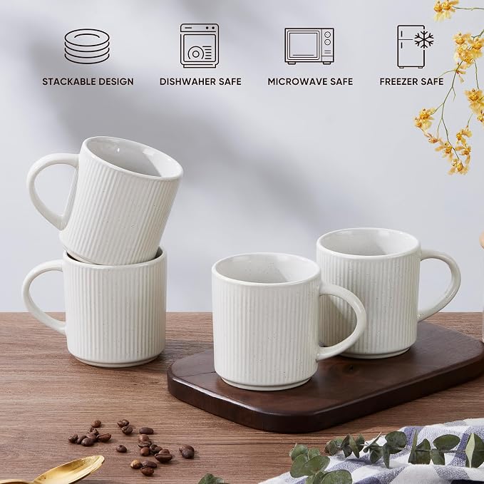 E-far Coffee Mugs Set of 4, 12 oz Stoneware Coffee Cups - Image 8