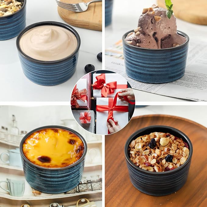 Ceramic Ramekins 6 oz, Oven Safe Souffle Dish Set of 6 - Image 8