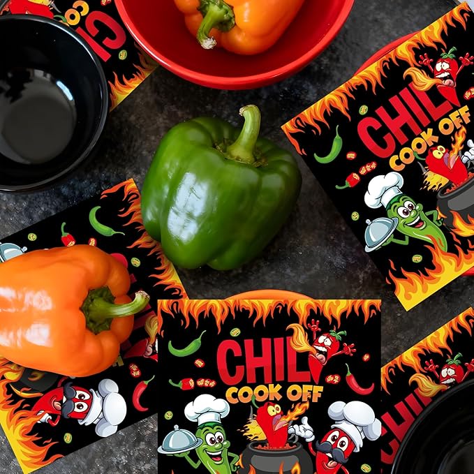 Chili Cook off Decorations - 100PCS Chili Cookoff Napkins Disposable Supplies for Party, Pepper Themed Paper Napkins Tableware Decor, Cook off Contest Tasting Competition Party Decorations