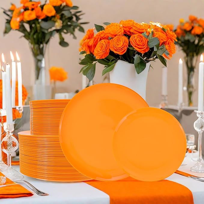 PULOTE 100PCS Orange Plastic Plates - Image 9