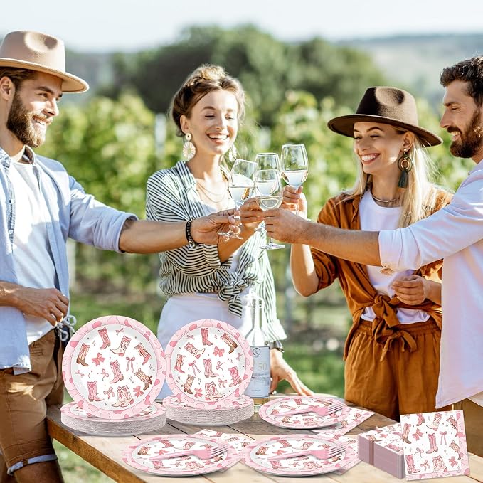 96Pcs Coquette Bow Cowgirl Happy Birthday Party Supplies Western Cowgirl Plates - Image 7