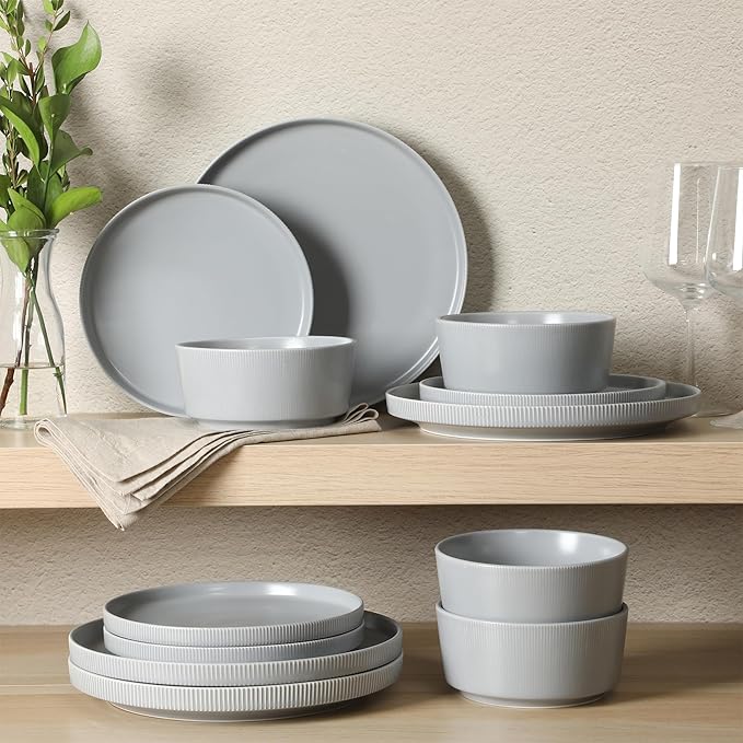 Gibson Home Dempsey Road 12-Piece Stoneware Dinnerware Set – Service - Image 6