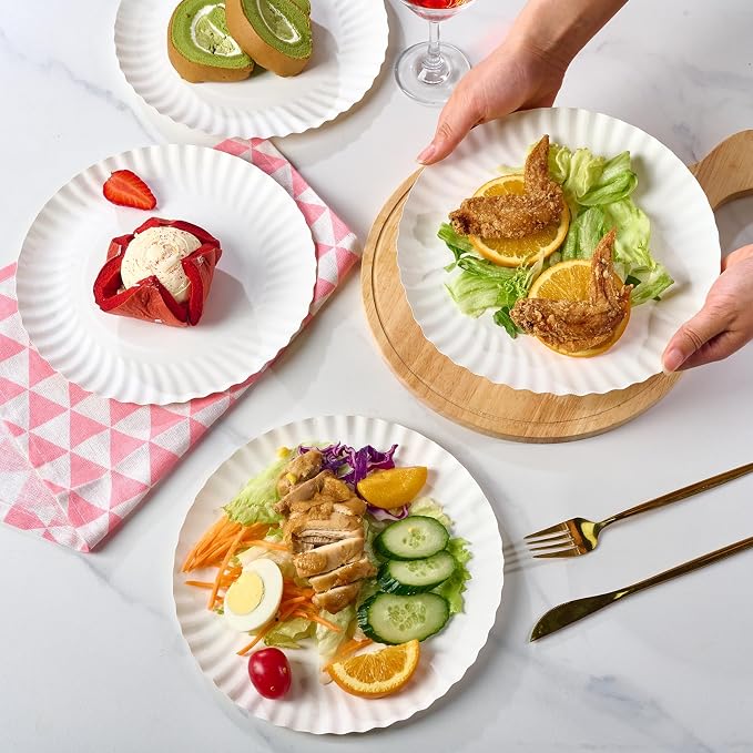 MUCHII 9 Inch Paper Plates, Large Disposable Plates, Everyday Dinner Plate - Image 7