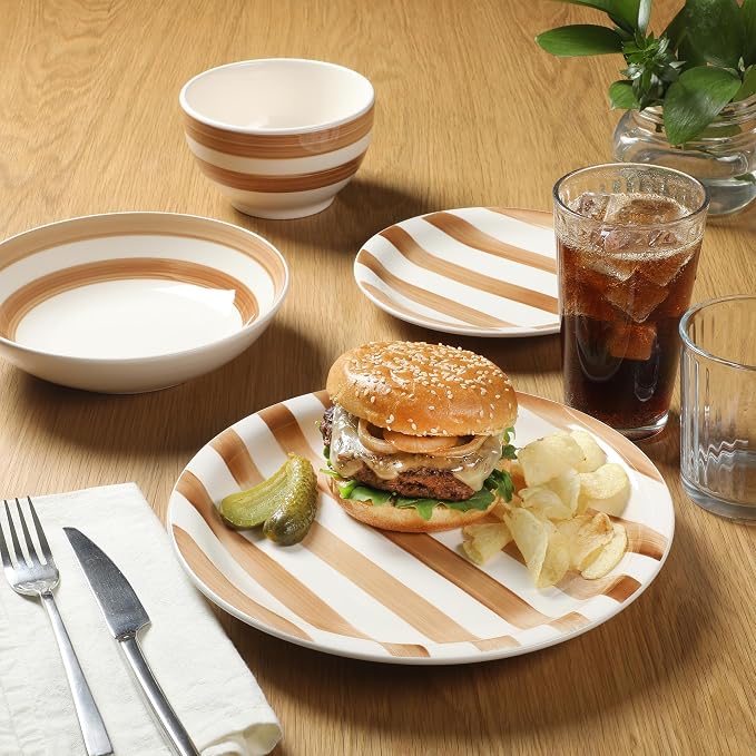 Gibson Home Kenwood Shores 16 Piece Dinnerware Set, Hand-Painted Plates and - Image 5