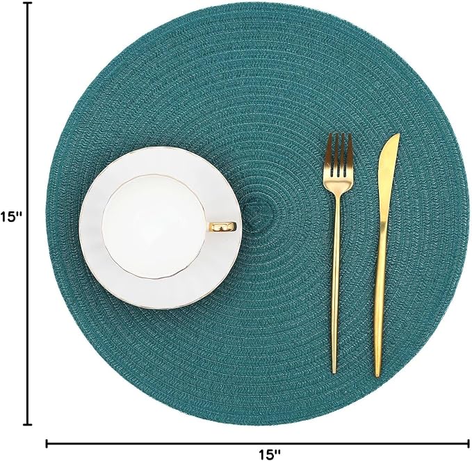 SHACOS Round Placemats Set of 8 Woven Braided Table Placemats 15 inch Circle - Image 10