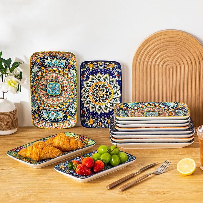 vancasso Simi 9.5 Inch Rectangular Dinner Plates Set of 6 - Image 8