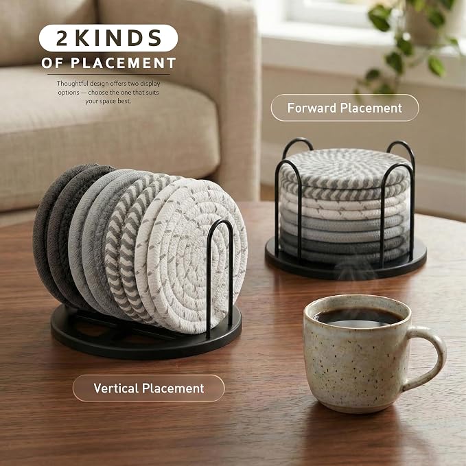 Lazebox Coasters Set of 8 for Drinks, 4 Inch Large Coasters for Coffee Table - Image 6