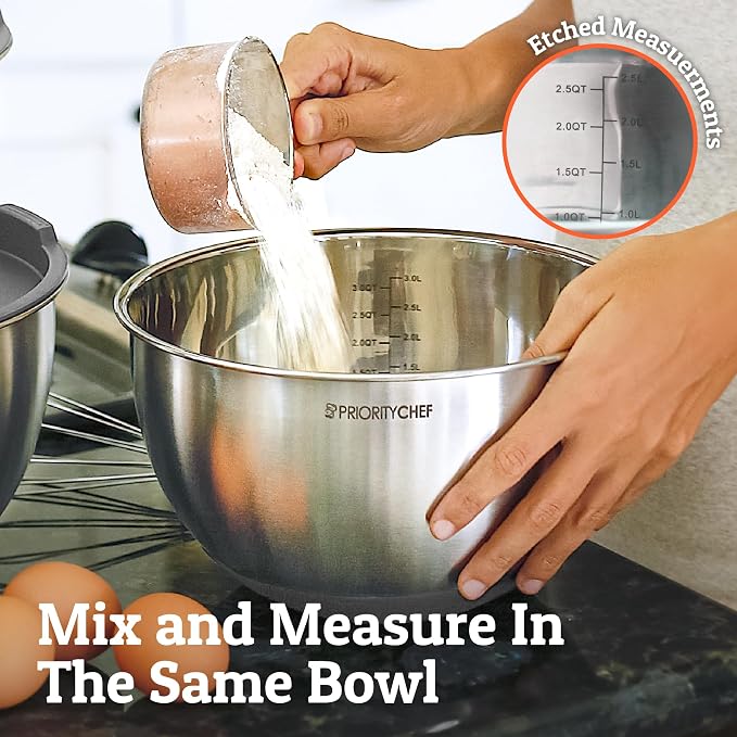 Premium Mixing Bowls With Airtight Lids Set, Thicker Stainless Steel Mixing - Image 7
