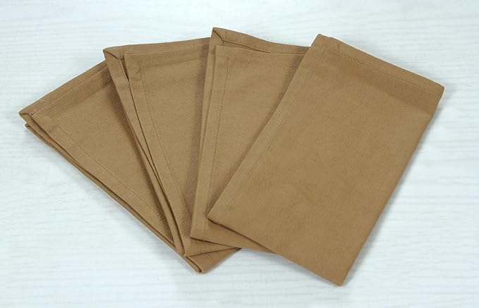 Accent Home 100% Cotton Napkins, Delicate Cloth Napkins for Dinners, Parties and Weddings,18 x 18 Inch Set of 6 - Brown