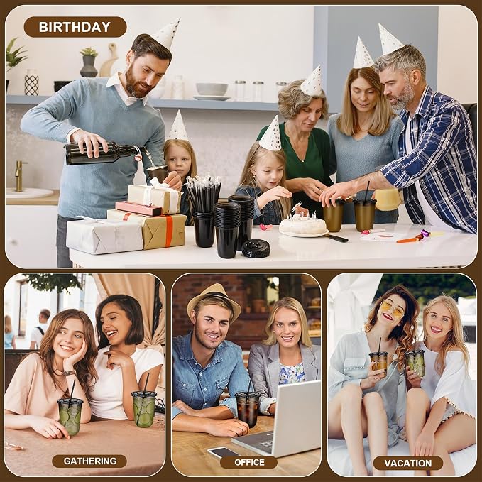KesaPlan 50 Pack 16 oz Black Plastic Party Cups - Image 9