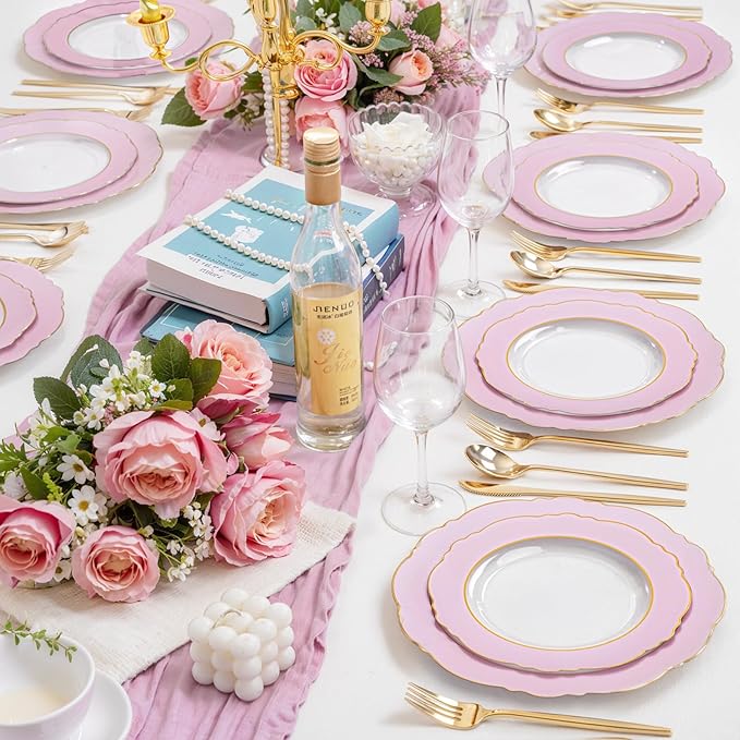 60Pcs Pink Plates Disposable - Image 9