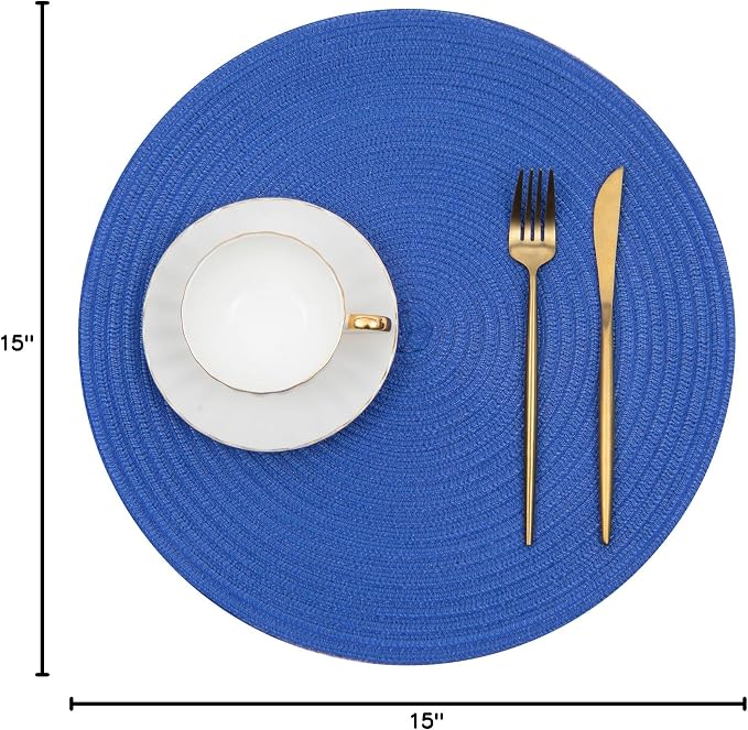 SHACOS Round Placemats Set of 6 Washable 15 inch Round Table Mats Cotton - Image 10