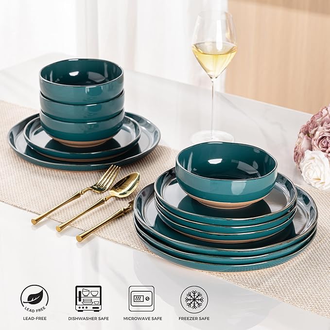 AmorArc Dinnerware Sets for 4, 12 Pieces Ceramic Plates and Bowls Set | Scratch - Image 8