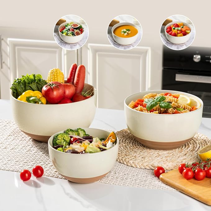 AmorArc Ceramic Mixing Bowls, Stoneware Nesting Bowls Set of 3 - Image 8