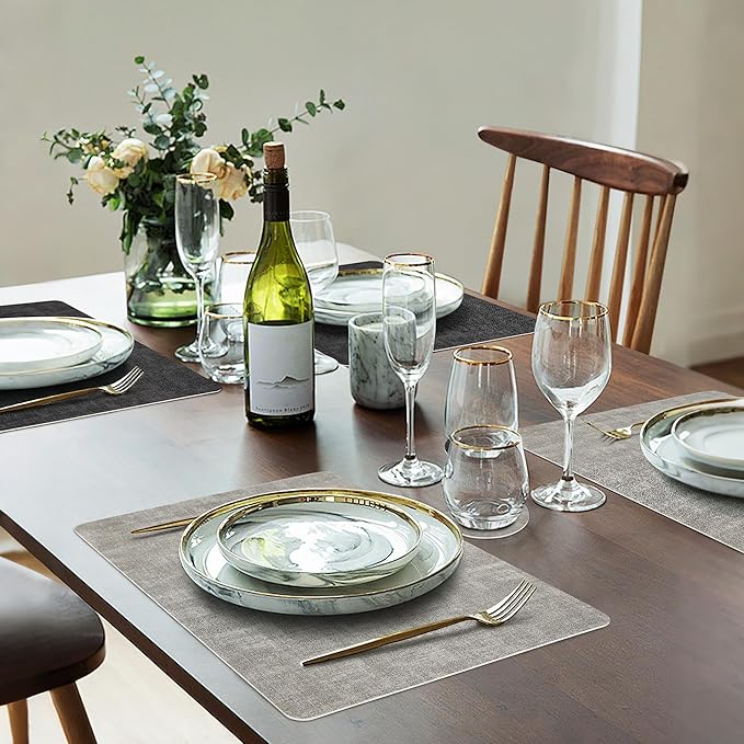 Fyvva Placemats Set of 6 Wipeable Reversible Faux Leather - Image 6