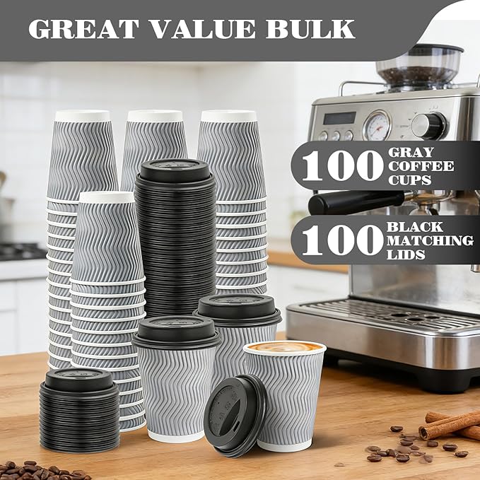 Ginkgo 100 Pack 8 oz Disposable Insulated Coffee Cups - Image 6