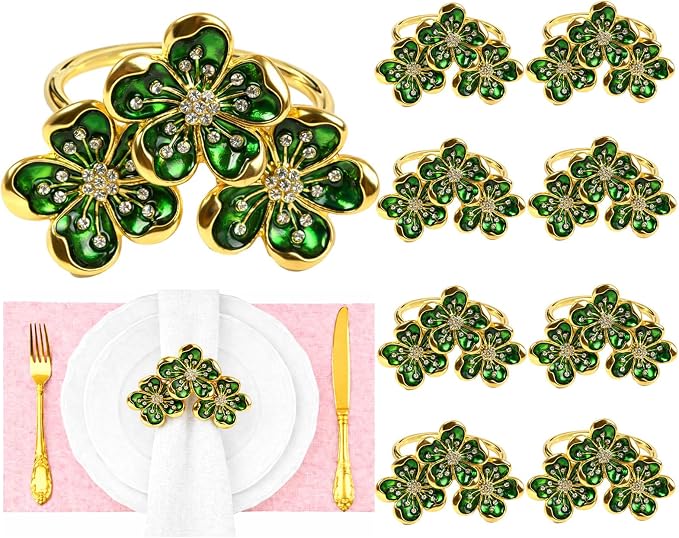 Flower Napkin Rings Set of 8, European Palace-Style Glaze, High-Temperature by Unknown