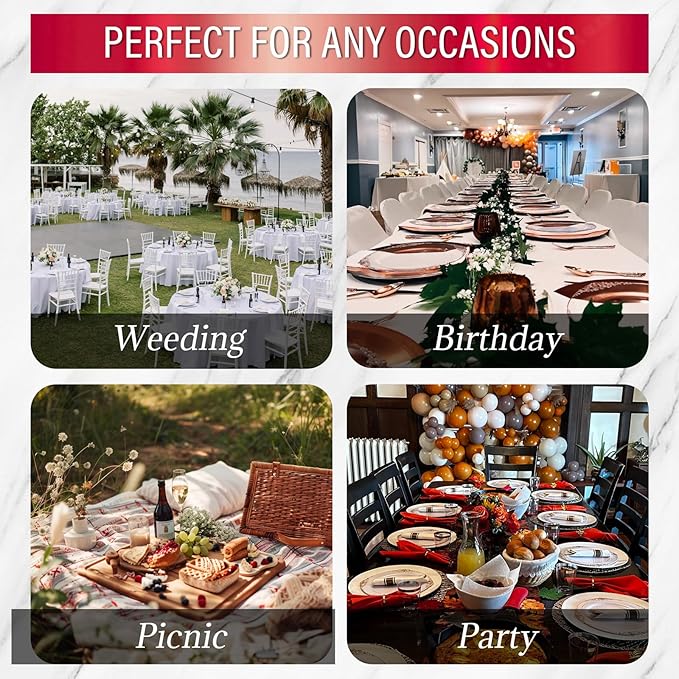 Nervure 100Pcs Clear Red Plastic Plates, Party Plates Set - Image 9