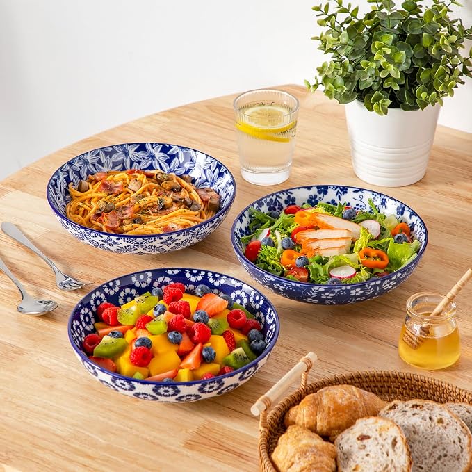 vancasso Selene 8.5" Pasta Bowls Set of 6, 40 oz Porcelain Shallow Salad Bowls - Image 8
