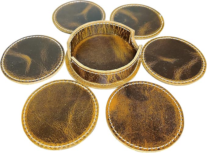 Rustic Town Leather Coasters for Drinks - Image 6