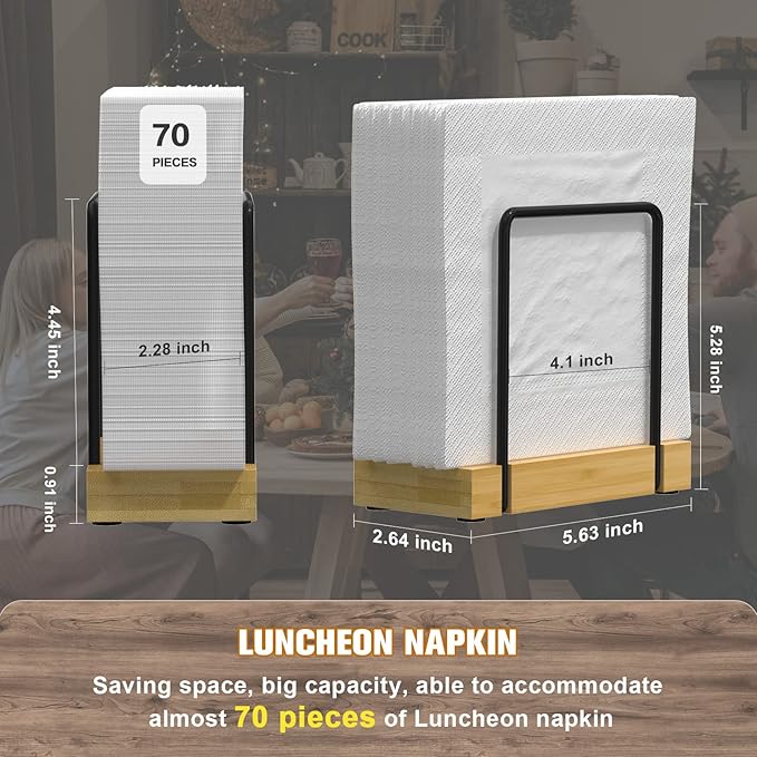 Wican Napkin Holder for Table, Bamboo Iron Standing Napkin Dispenser | Kitchen - Image 8