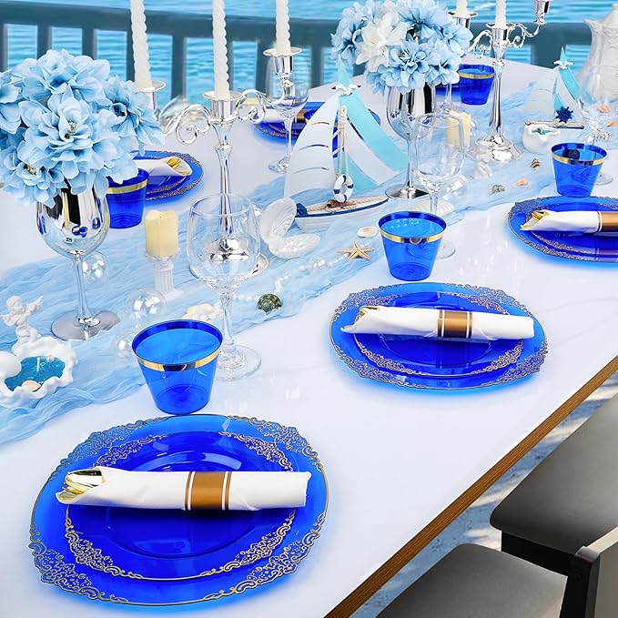 Bestluck 350PCS Blue Disposable Dinnerware - Image 7
