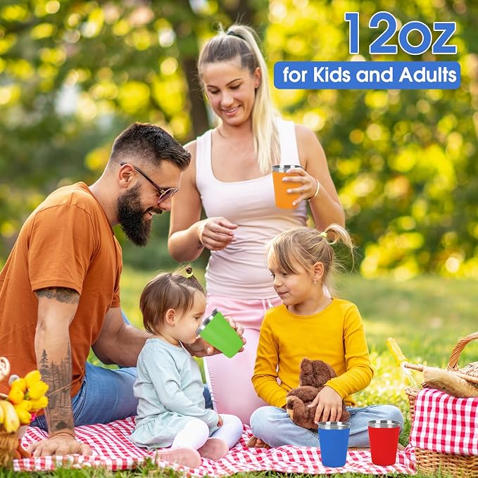 Stainless Steel Cups for Kids and Toddlers Stackable, 12oz Stainless Steel Kids - Image 7