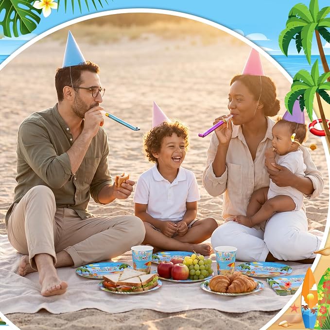 Pickmesh 250 Pcs Hello Summer Plates Napkins and Cups Beach Party Decorations - Image 7