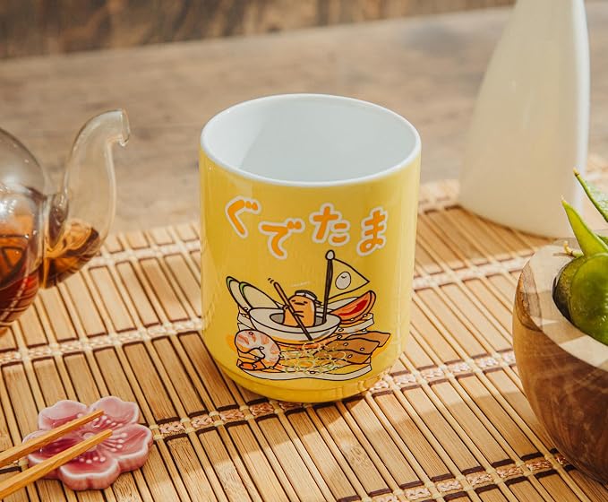 Silver Buffalo Sanrio Gudetama Sailing On Ramen Asian-Style Ceramic Tea Cup | - Image 7