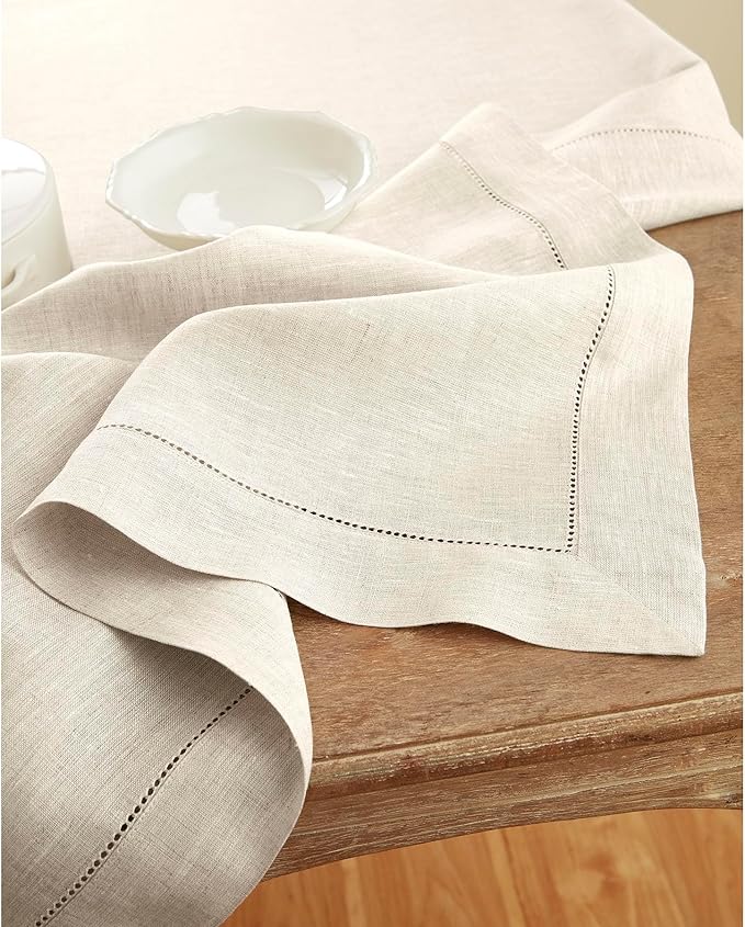 Solino Home 100% Linen Table Runner Natural, Classic Hemstitch 14 x 72 in | - Image 9