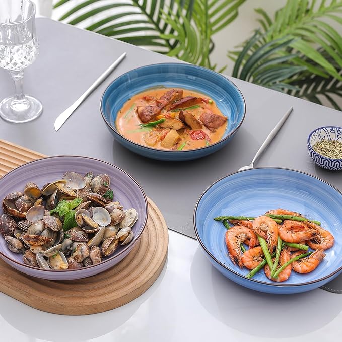 Selamica Ceramic Pasta Bowls Set 34 OZ, Large Salad Bowl 8.6 Inch Deep Plates - Image 7