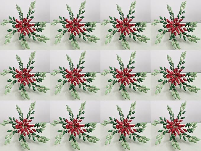 Red Green Gold Beaded Napkin Ring - Image 2
