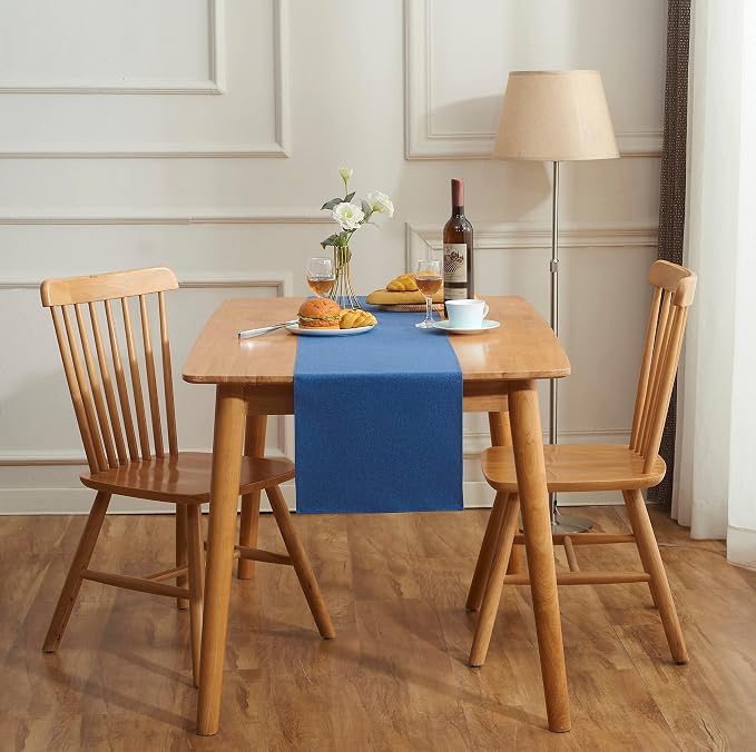 Vintage Blue Cotton Table Runner 13 x 72 in Long Farmhouse Style | Blue Table - Image 7