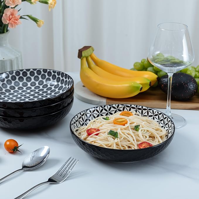 LEHAHA Ceramic Pasta Bowls Set of 4, 8.25" Large Porcelain Salad Bowls Soup Bowl - Image 7