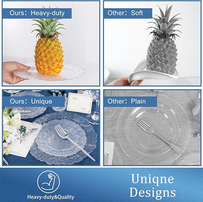 U-QE 60 Pieces Clear Plastic Plates - Image 9