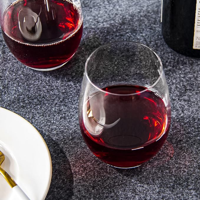 FAWLES Stemless Wine Glasses Set of 12, 15 Ounce Smooth Rim Standard Wine Glass - Image 7