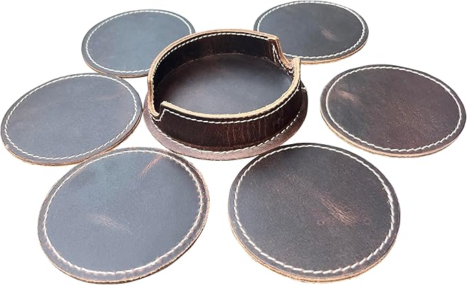 Leather Coasters for Drinks Set of 6 - Image 6