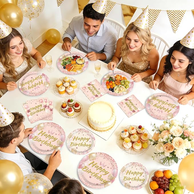 96 Pcs Blush Beige Birthday Party Decorations, Serves 24 | Boho Dusty Pink - Image 8