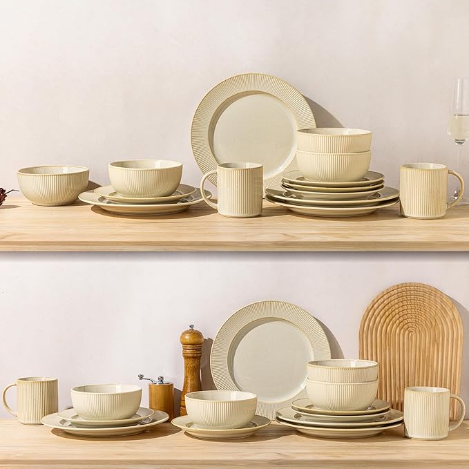 Ceramic Dinnerware Set for 4, 12-Piece Plates and Bowls Set | Lightweight - Image 8