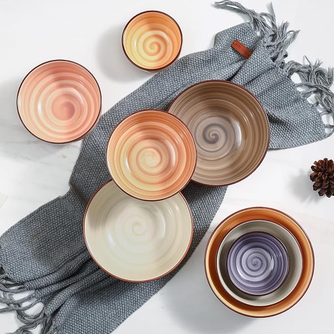 Selamica Ceramic Ice Cream Bowls, 12 OZ Dessert Bowls Set of 6, 4.7 Inch Small - Image 7