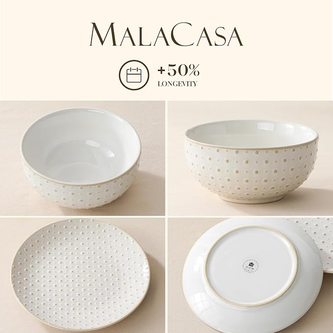 MALACASA 24-Piece Farmhouse Dinnerware Set - Image 9