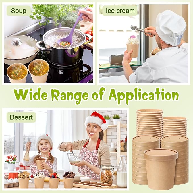 Fulmoon 100 Pack Paper Soup Containers - Image 7