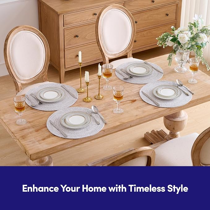 Round Placemats Set of 4-100% Cotton Two-Tone Placemat - Image 7