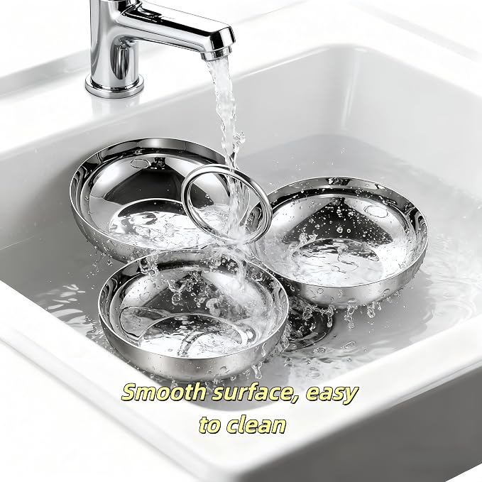 Cluster Serving Bowls 3 in 1 Silver Stainless Steel Snack Bowls Connected Fruit - Image 5